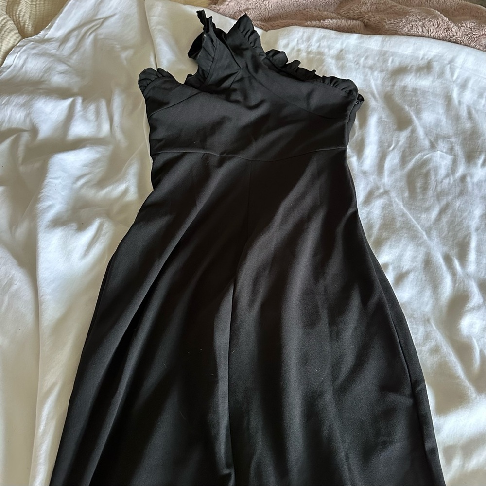 Black Ruffle Midi Dress - Picture 8 of 8